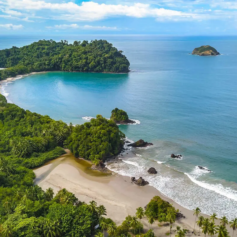 Aerial View Of Manual Antonio Marine Park In Costa Rica, Central America