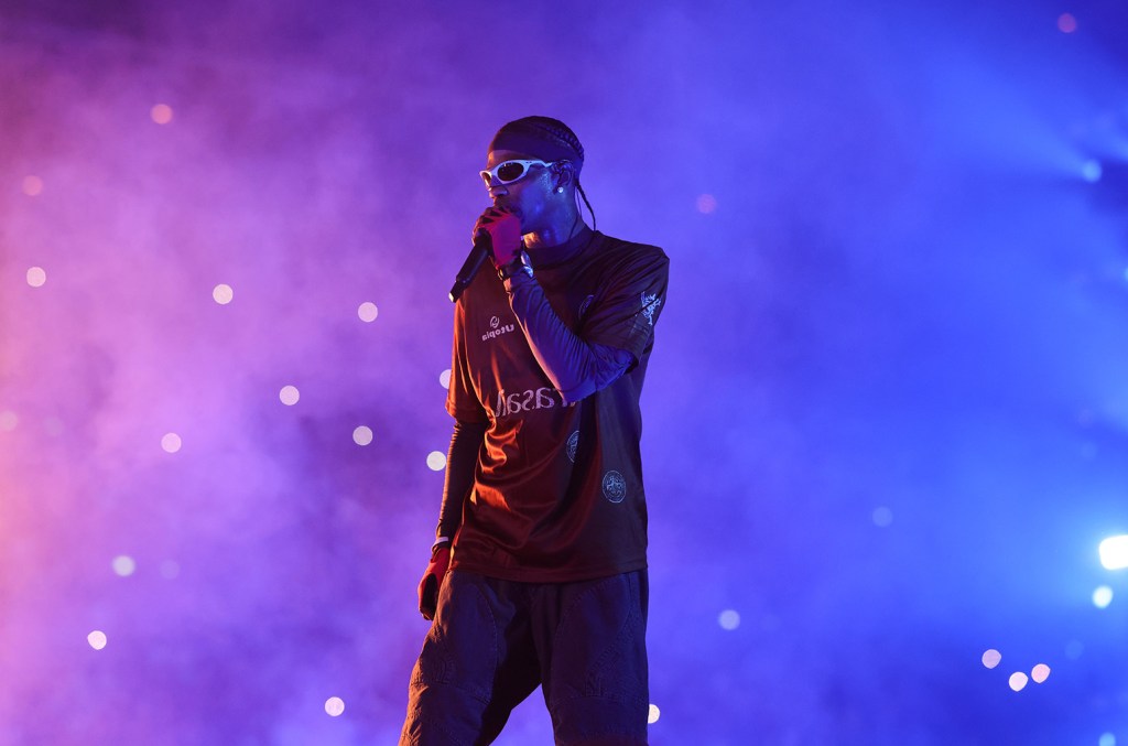 Travis Scott performs onstage during the “Utopia – Circus Maximus World Tour” at the Gelredome on June 28, 2024 in Arnhem, Netherlands.