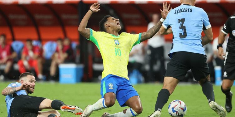 Uruguay beats Brazil on penalties after brutal battle - that saw 41 FOULS and a red card