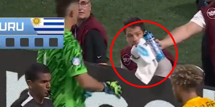 Watch ridiculous moment Canada goalkeeper is booked for hiding rival's WATER BOTTLE during Copa America shootout