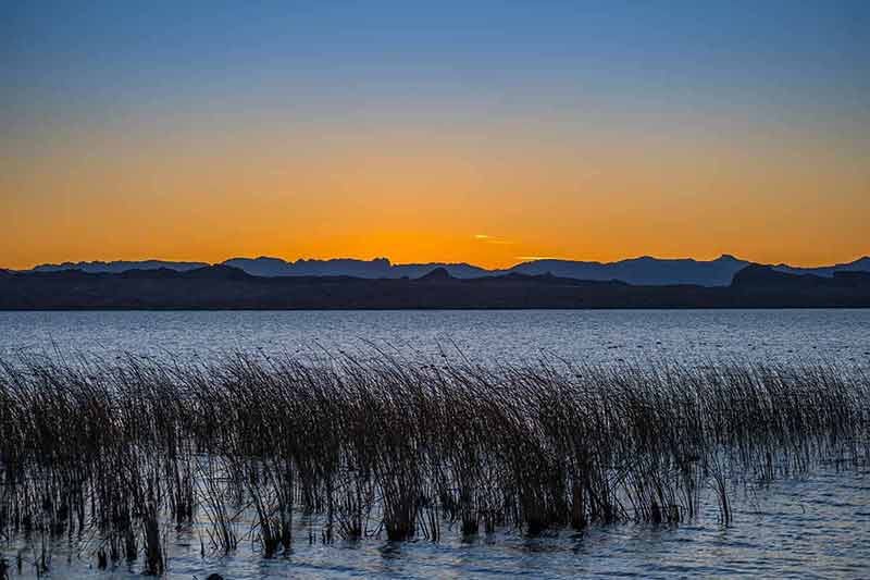 ocean beaches in arizona orange sunset over the lake