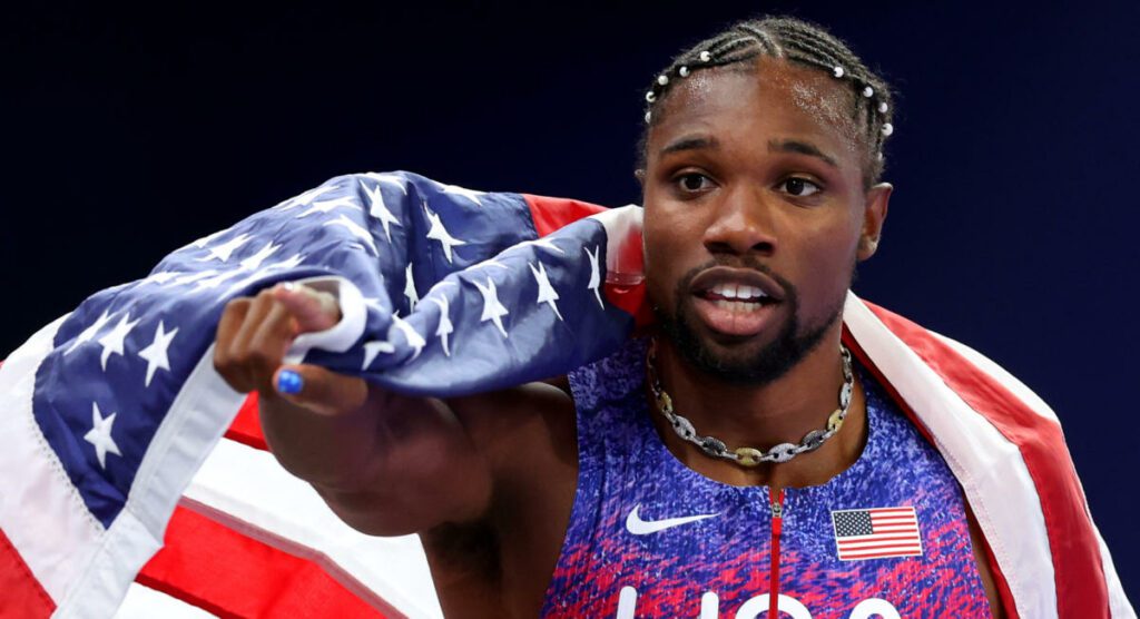 Noah Lyles’ Necklace and Nails Shine in Viral Photo Finish at 2024 Paris Olympics Men’s 100-Meter Track and Field Competition