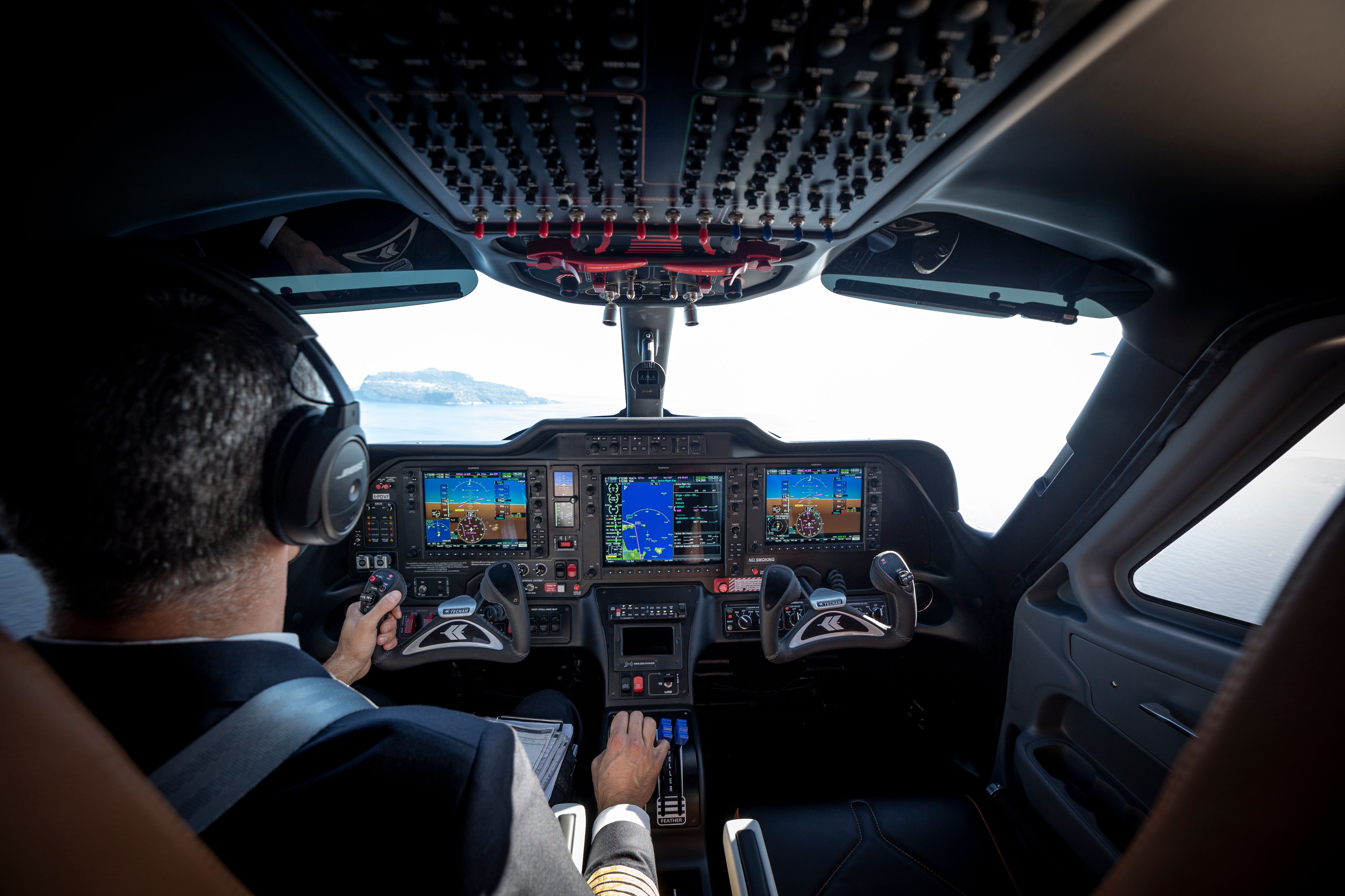 Tecnam P2012 cockpit view