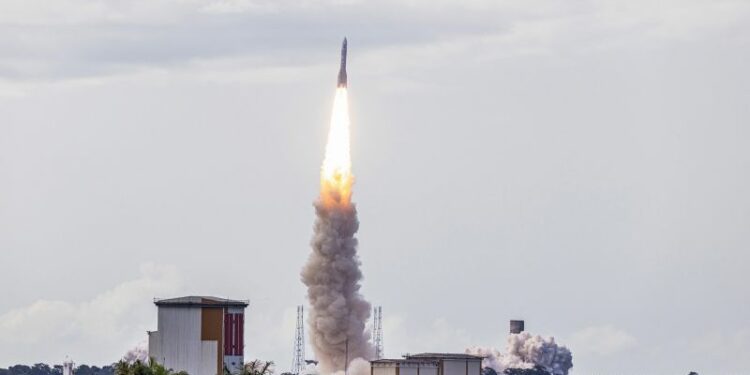 Europe’s powerful new Ariane 6 rocket soars on debut flight, but hits a snag before reentry