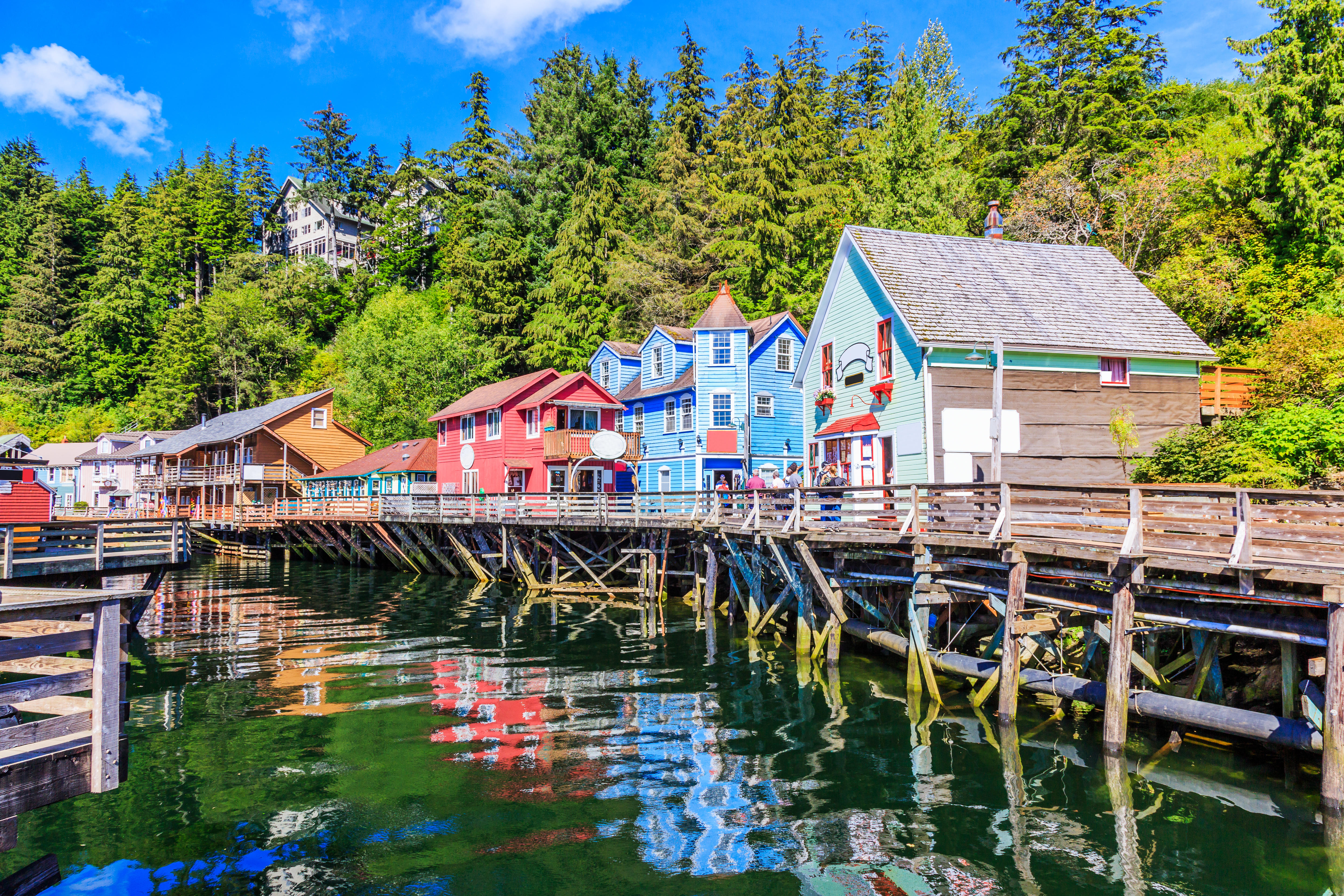 The historic boardwalk of Creek Street in Ketchikan