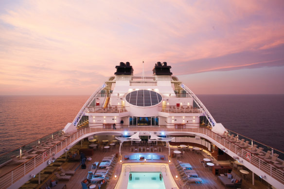 No waterslides, but mid-sized ships have full-service spas, pools, casinos, and theatres and more.