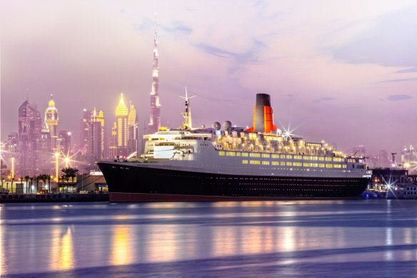 The iconic Queen Elizabeth 2 repurposed into floating Dubai hotel QE2.