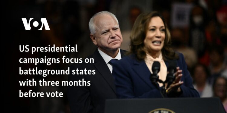 US presidential campaigns focus on battleground states with three months before vote