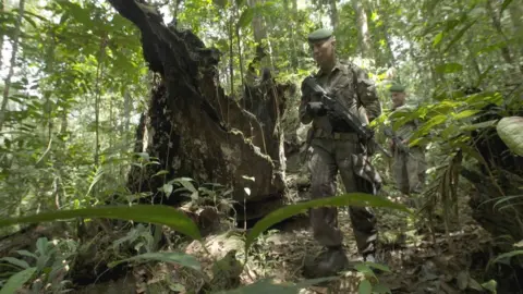 Members of the French Foreign Legion on patrol on French Guiana