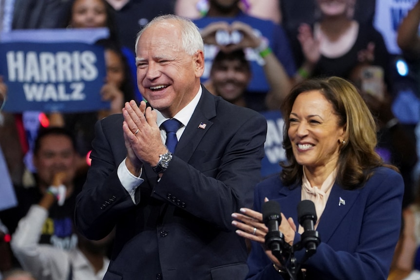 U.S. Vice President and Democratic presidential candidate Kamala Harris holds rally with vice president pick, in Philadelphia