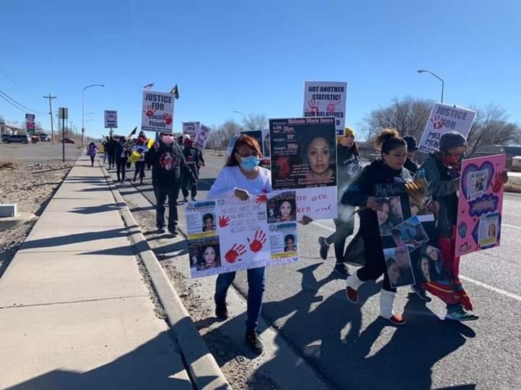 Lela Mailman at an MMIW rally