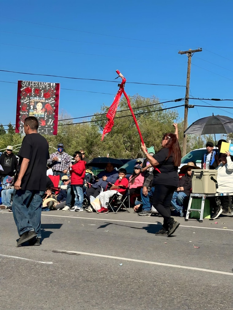 Lela Mailman at an MMIW rally