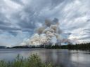 A wildfire from June 10, 2022 around 2:45 p.m. near the Saskatchewan community of Stanley Mission.