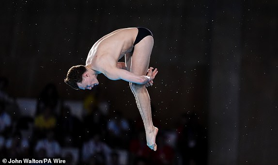 Great Britain's Noah Williams  during the Men's 10m Platform Semi final at the Aquatics Centre on the fifteenth day of the 2024 Paris Olympic Games in France. Picture date: Saturday August 10, 2024. PA Photo. Photo credit should read: John Walton/PA Wire.RESTRICTIONS: Use subject to restrictions. Editorial use only, no commercial use without prior consent from rights holder.