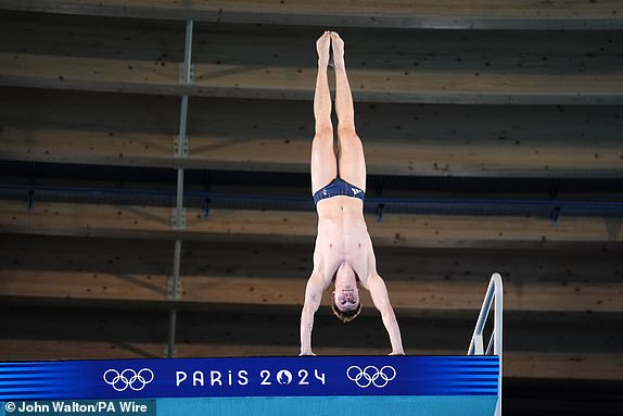 Great Britain's Noah Williams during the Men's Diving 10m Platform Final at the Aquatics Centre on the fifteenth day of the 2024 Paris Olympic Games in France. Picture date: Saturday August 10, 2024. PA Photo. Photo credit should read: John Walton/PA Wire.RESTRICTIONS: Use subject to restrictions. Editorial use only, no commercial use without prior consent from rights holder.