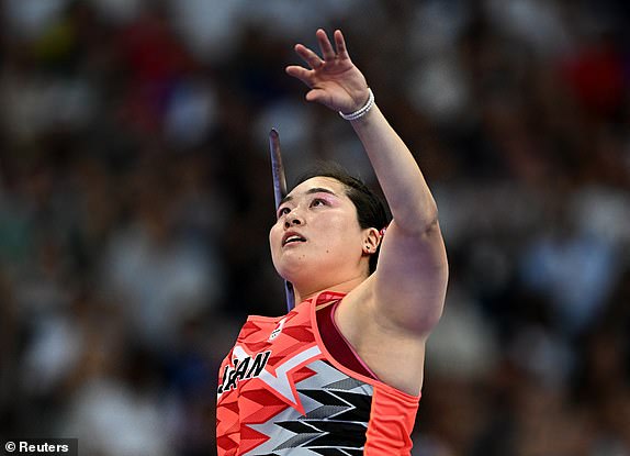 Paris 2024 Olympics - Athletics - Women's Javelin Throw Final - Stade de France, Saint-Denis, France - August 10, 2024. Haruka Kitaguchi of Japan in action. REUTERS/Dylan Martinez