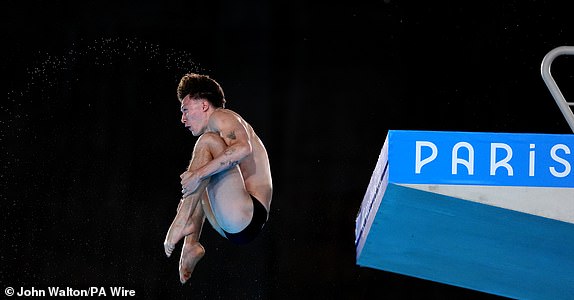 Great Britain's Noah Williams  during the Men's 10m Platform Semi final at the Aquatics Centre on the fifteenth day of the 2024 Paris Olympic Games in France. Picture date: Saturday August 10, 2024. PA Photo. Photo credit should read: John Walton/PA Wire.RESTRICTIONS: Use subject to restrictions. Editorial use only, no commercial use without prior consent from rights holder.