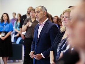 Claudio Soares, a professor of psychiatry at Queen's University and the director of the new Centre for Psychedelics Health and Research at Providence Care Hospital, listens to presenters during the centre's grand opening on Wednesday, Aug. 7, 2024. Meghan Balogh/The Kingston Whig-Standard/Postmedia Network