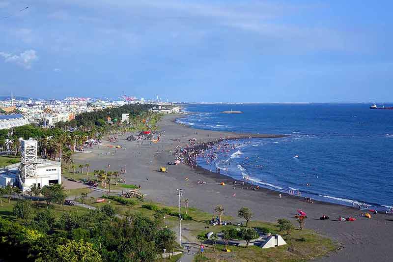 beaches of taiwan aerial view of the beach on Cijin Island