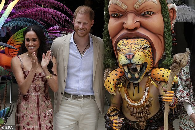 Photo opportunities on this non-royal tour are aplenty - the couple meet traditional dancers