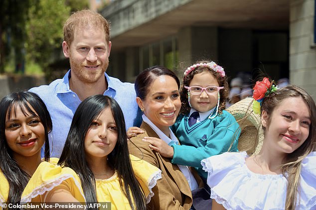 There have also been photo opportunities for the couple with youngsters in Bogota