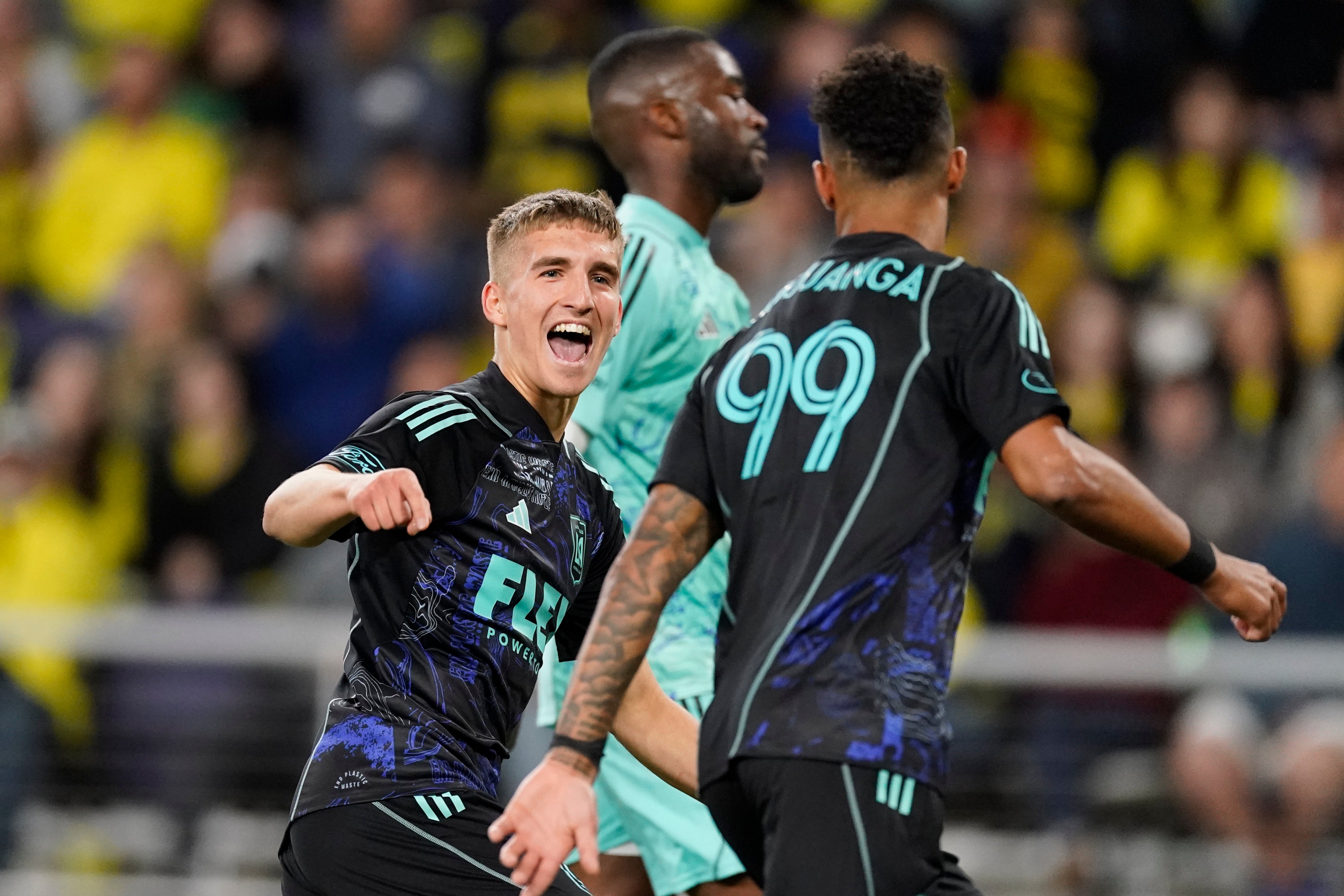 Los Angeles FC forward Stipe Biuk at an MLS soccer match last