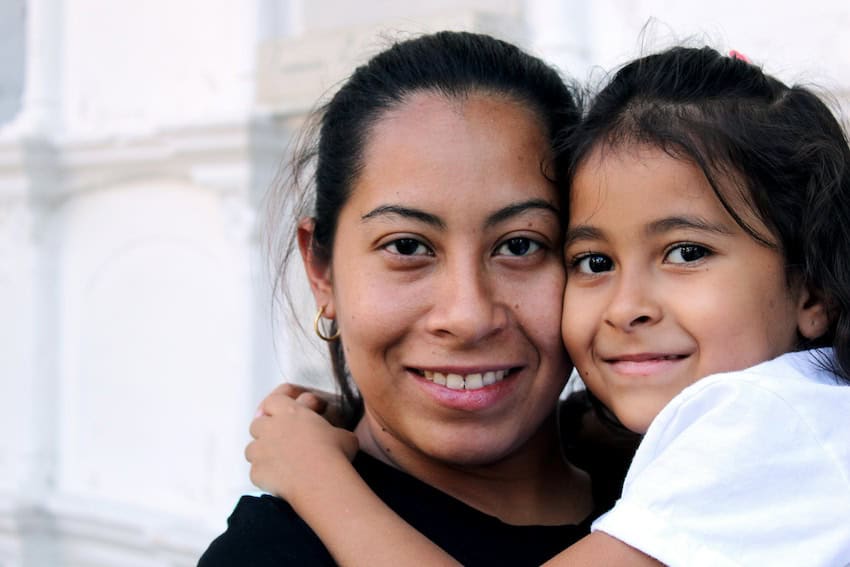 A Mexican woman and her daughter