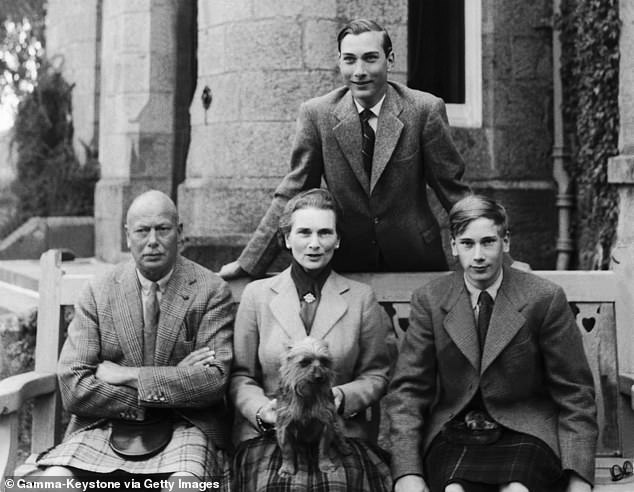 Prince Richard (seated) is seen with his father Prince Henry, mother Princess Alice and brother Prince William at Barnwell Manor, Northamptonshire, in 1950