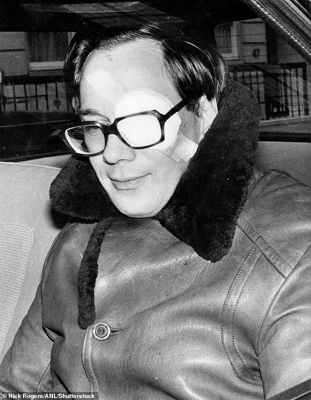 Prince Richard, Duke of Gloucester, leaves hospital after having an operation for a detached retina, 1978