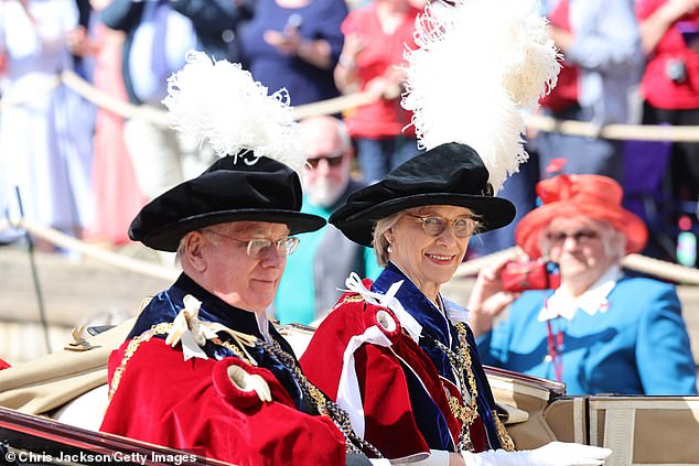 The Duke of Gloucester depart the Order of the Garter service at Windsor Castle on June 17, 2024