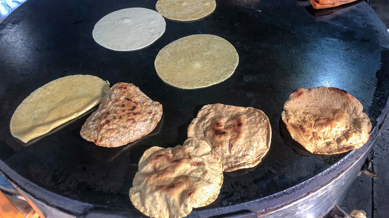 tortillas on comal