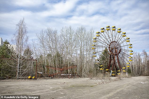 Above, a March 17, 2024 photo of the abandoned town of Pripyat where thousands of people who once worked at the infamous nuclear power plant had lived, near Chernobyl, Ukraine