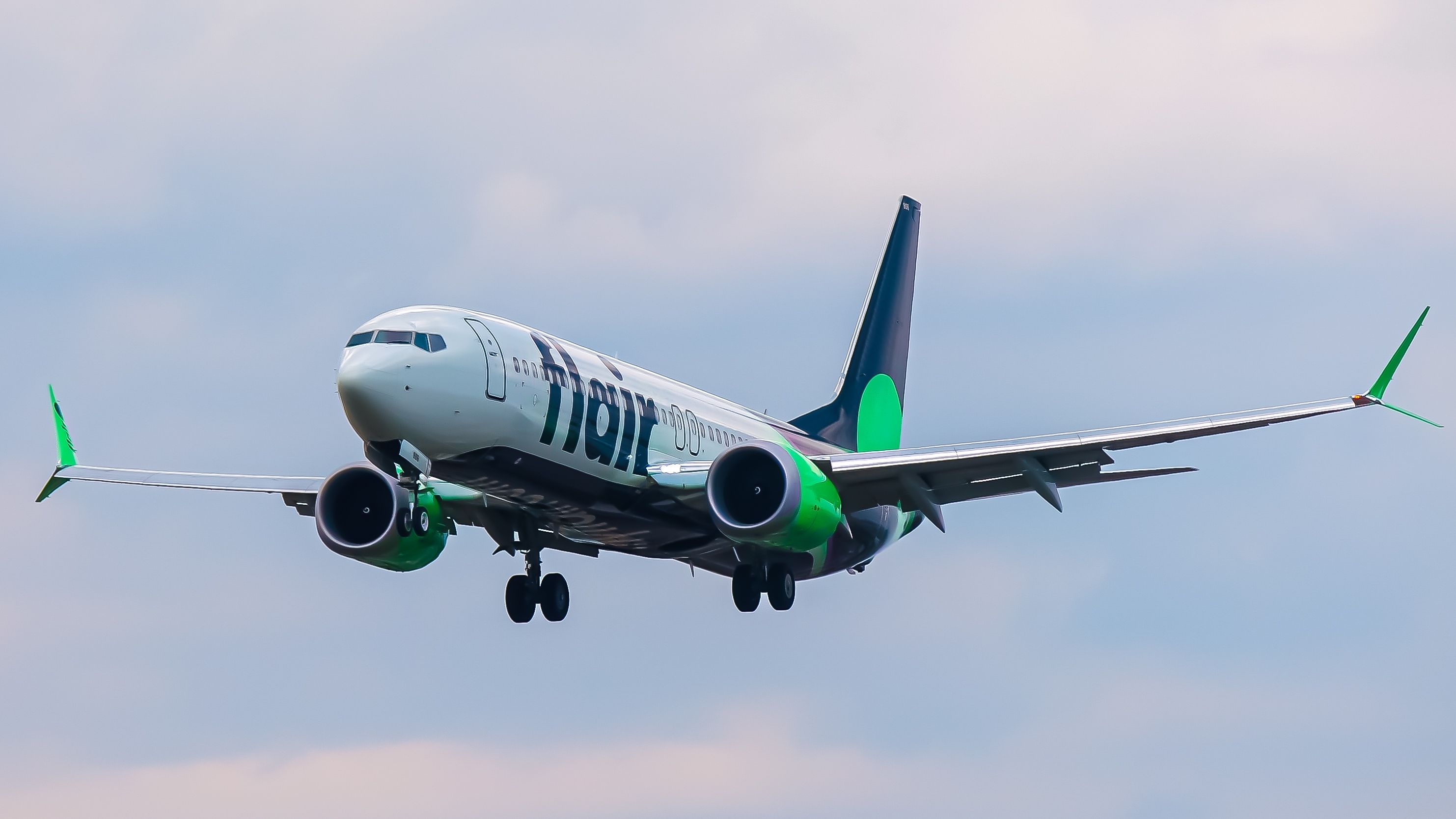 A Flair Airlines Boeing 737 MAX on approach 