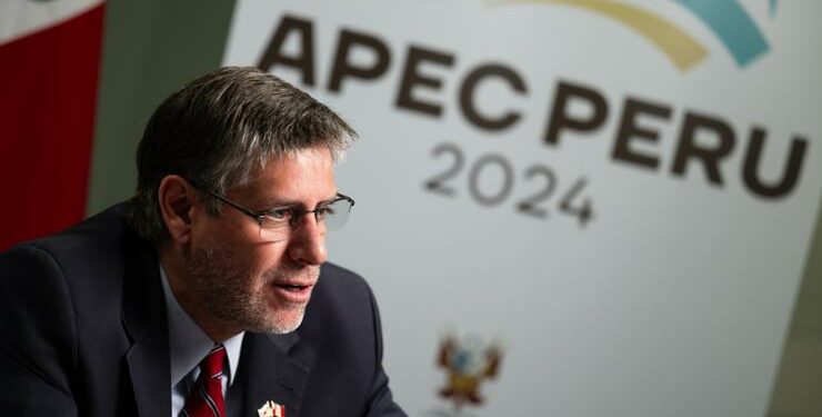 Peruvian Ambassador to Korea Paul  Duclos speaks of the significance of the Asia-Pacific Economic Cooperation Forum  being hosted in the South American country during an interview with The Korea Times in April, 2024. Korea Times photo by Choi Won-suk