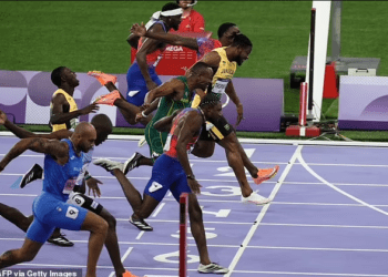 America’s Noah Lyles wins Olympic gold in 100m sprint by five-thousandths of a second