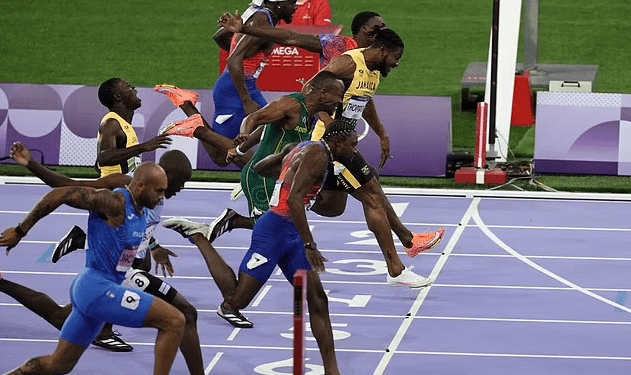 America’s Noah Lyles wins Olympic gold in 100m sprint by five-thousandths of a second