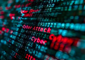 Plain code with the word "cyberattack" in red.