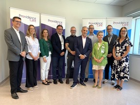 Representatives from Queen's University, Providence Care, the Ontario Brain Institute and others gathered to mark the official opening of the Centre for Psychedelics Health and Research at Providence Care Hospital in Kingston on Wednesday, Aug. 7, 2024. Meghan Balogh/The Kingston Whig-Standard/Postmedia Network