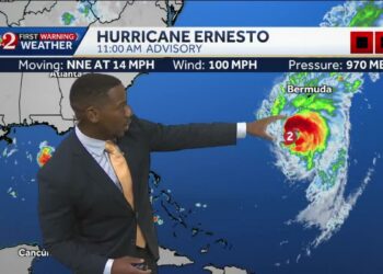 Category 2 Hurricane Ernesto threatens Bermuda with dangerous storm surge, life-threatening flooding Friday afternoon
