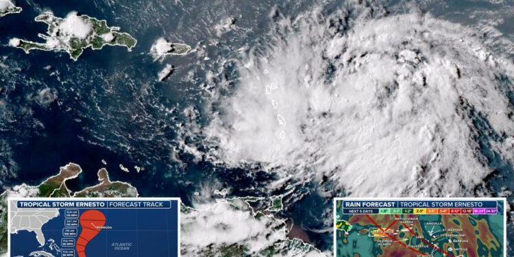 Ernesto on track to become hurricane while bringing life-threatening surf, flooding rain to Caribbean islands