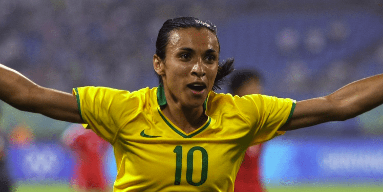 Marta of Brazil celebrates after scoring to help Brazil make it to the 2024 Olympic Brazil vs USA women