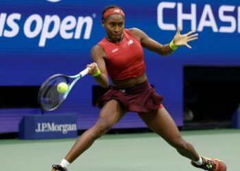 Coco Gauff of the United States returns a shot against Aryna Sabalenka of Belarus during their Women's Singles Final match on Day Thirteen of the 2023 US Open ahead of the 2024 edition of the event