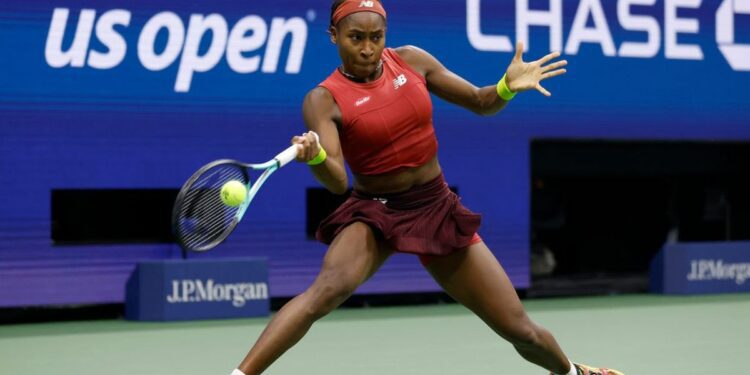 Coco Gauff of the United States returns a shot against Aryna Sabalenka of Belarus during their Women&#039;s Singles Final match on Day Thirteen of the 2023 US Open ahead of the 2024 edition of the event