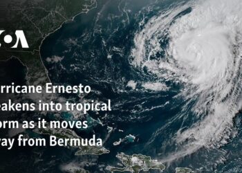 Hurricane Ernesto weakens into tropical storm as it moves away from Bermuda