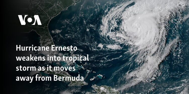 Hurricane Ernesto weakens into tropical storm as it moves away from Bermuda