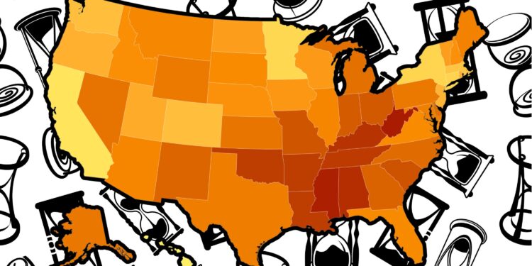 Map Reveals US States With Worst Life Expectancies