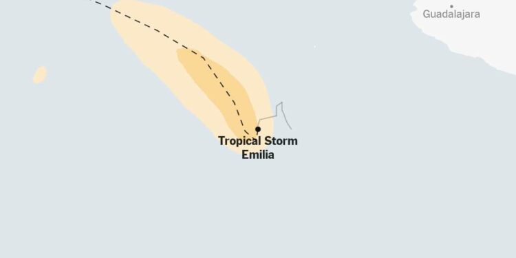 Map: Tracking Tropical Storm Emilia