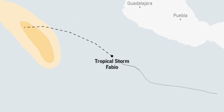 Map: Tracking Tropical Storm Fabio