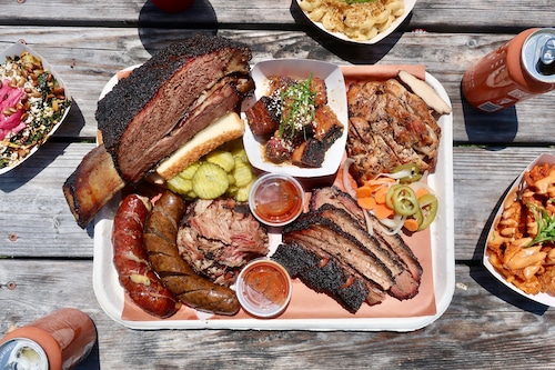 After seeing tender smoked brisket and beef ribs everywhere he went — including this tray from Grasslands Barbecue in Hood River — Texas Monthly's barbecue critic set off to find the best Texas-style barbecue in American.