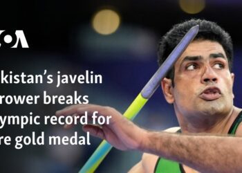 Pakistan’s javelin thrower breaks Olympic record for rare gold medal